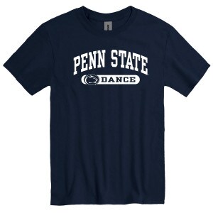 navy short sleeve t-shirt with Penn State arched above Athletic Logo and Dance